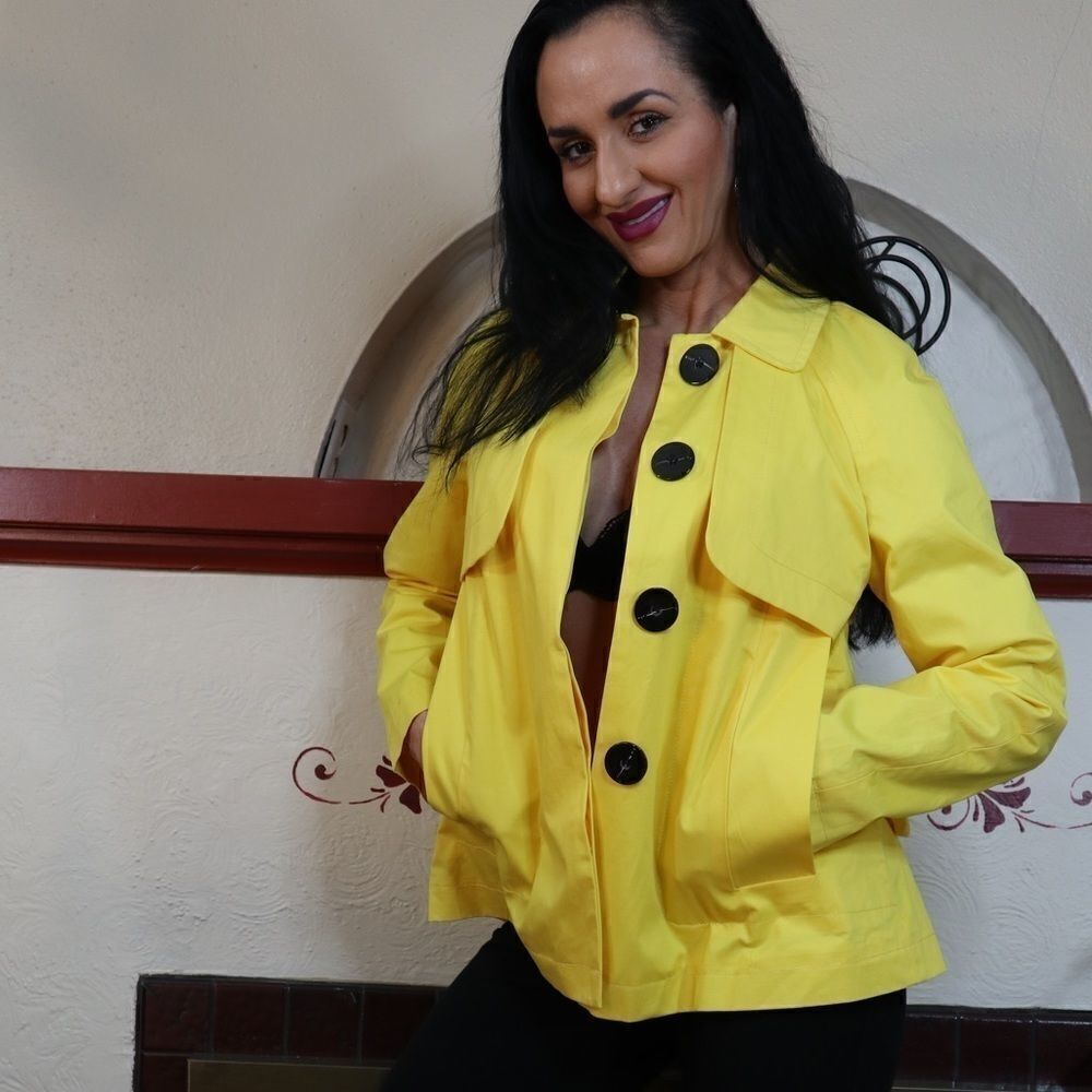 NWT Zara Basic yellow large button jacket - Picture 3 of 8